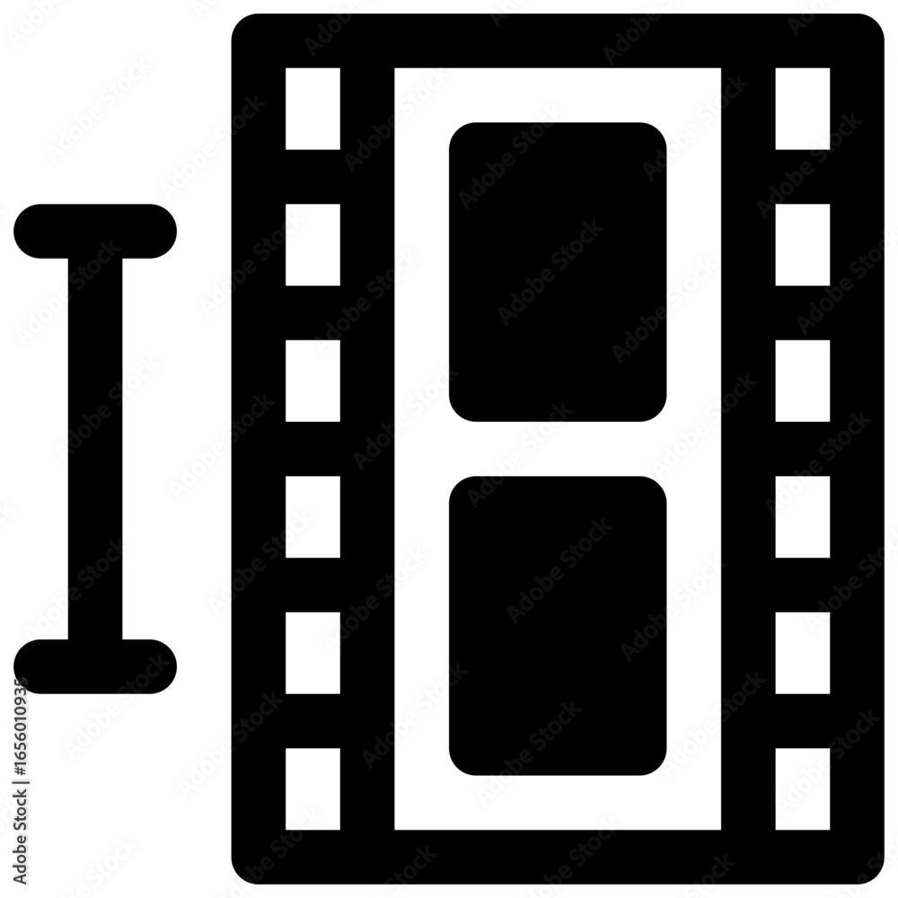 Obraz premium Text to video. Outlined stroke vector icon with black-filled details.