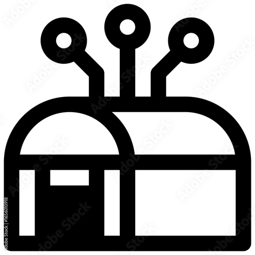 Smart agriculture. Outlined stroke vector icon with black-filled details.