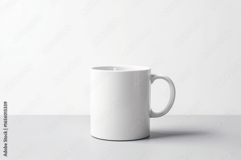 Obraz premium Empty White Ceramic Mug on a Gray Surface beverage