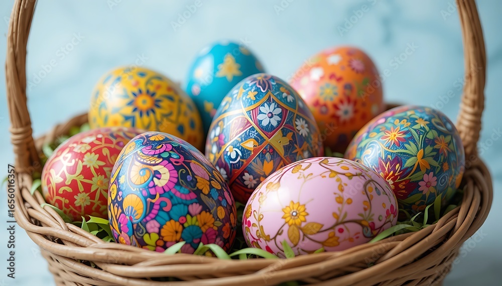 Fototapeta premium easter eggs in a basket