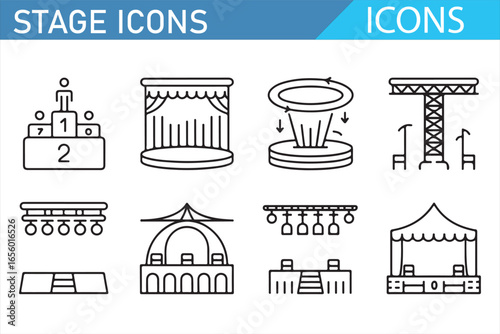 Icons for Stages, Podiums, and Theater Sets for Event Designers