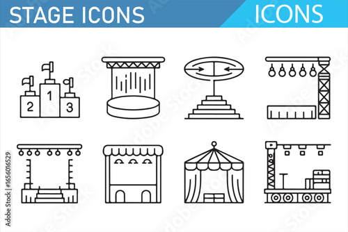 Simple Stage Icons for Event, Performance, and Show Production