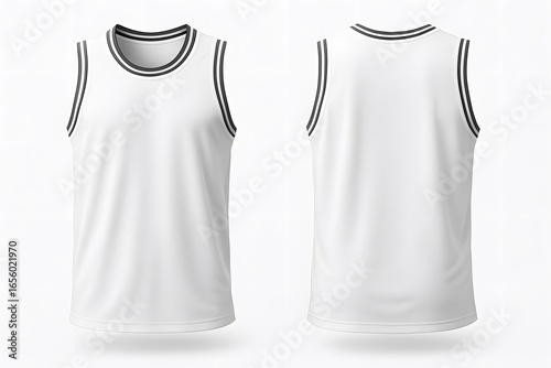 White Basketball Jersey Mockup Front and Back | Realistic Minimal Sportswear Template for Teamwear and Branding