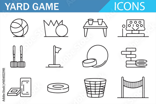 Vector set of outdoor game icons, perfect for casual games, sports designs, and illustrations.