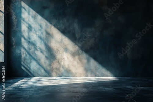 Empty light-dark wall with beautiful chiaroscuro effects, creating a minimalist background ideal for product presentations and mockups, Generative AI