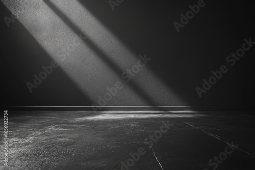 Empty light-dark wall with beautiful chiaroscuro effects, creating a minimalist background ideal for product presentations and mockups, Generative AI