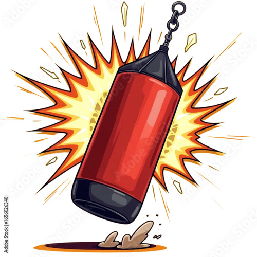 Punching Bag Impact - Comic Book Action Vector Illustration