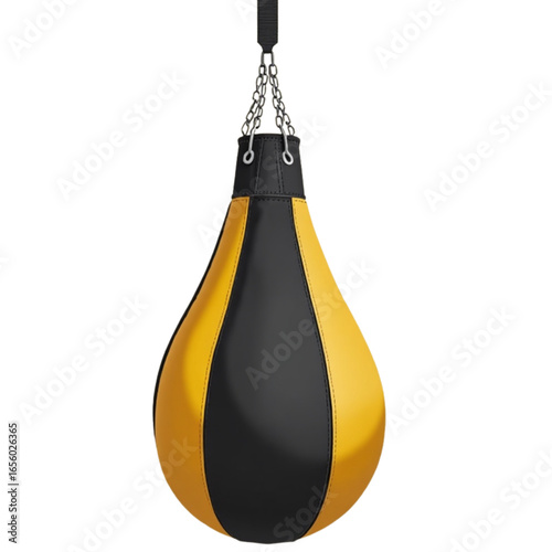 Black and Yellow Uppercut Punching Bag - 3D Illustration