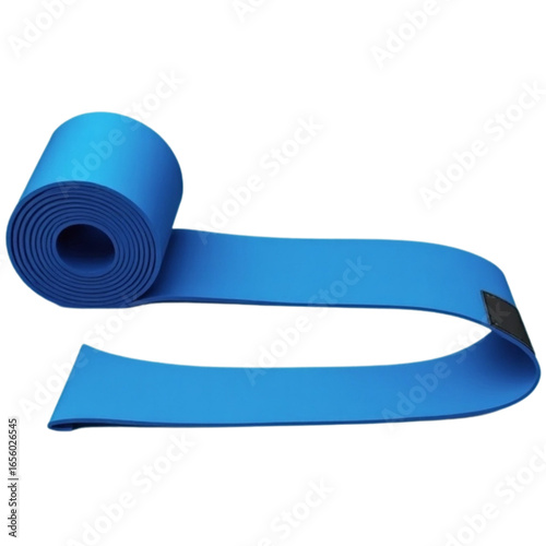 Blue Hand Wrap Partially Unrolled on a Blue Background
