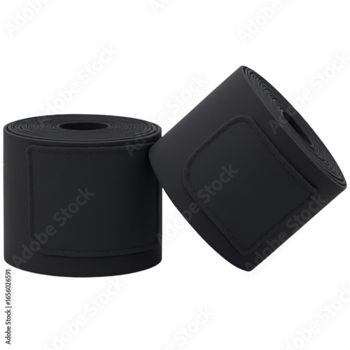 Pair of Black Rolled Hand Wraps - 3D Realistic Illustration