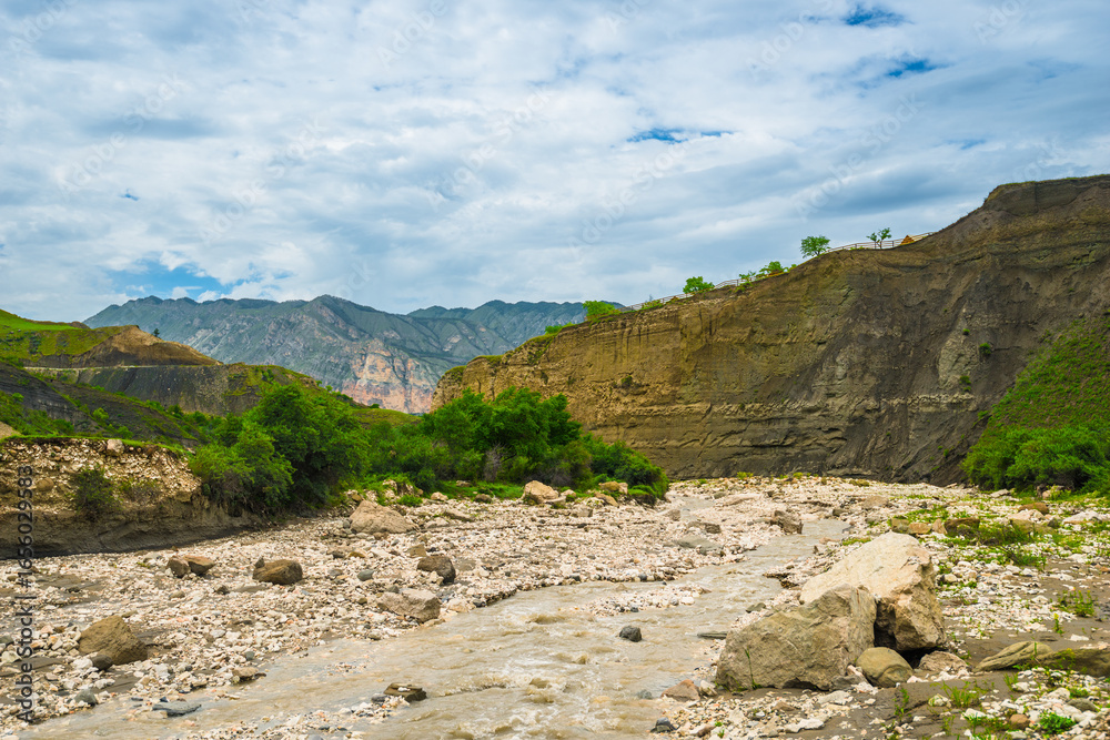 Fototapeta premium Picturesque mountain landscape with a mountain river. Caucasus