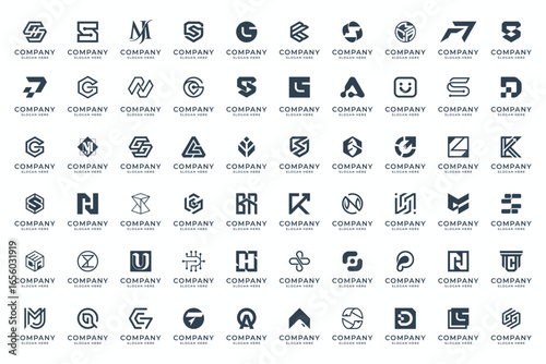 mega collection of abstract logo designs. Geometric and abstract symbols.