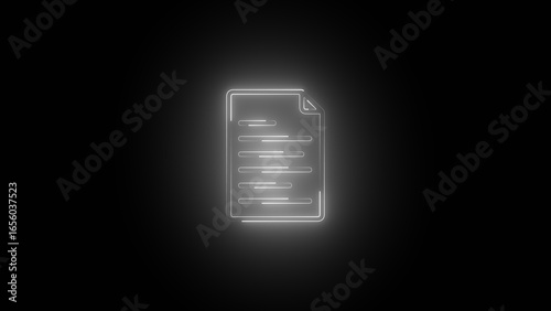 Document File icon animation, neon PDF file icon isolate  Neon line document icon, 4k video