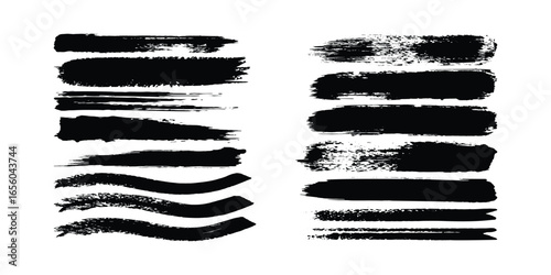 Collection of vector paint bold brush strokes, hand drawn thick grunge lines and rectangle shapes modern grunge sport best background
