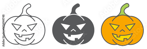 Halloween pumpkin icon collection, halloween and scary, pumpkin sign vector set graphics, editable stroke linear icon, eps 10