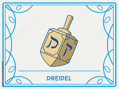 single wooden dreidel with Hebrew letters, Happy Hanukkah of Jewish holiday Hanukkah, Holiday, celebrate a holiday.