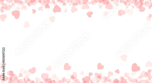 Soft pink hearts scattered across the top and bottom borders on a transparent background, symbolizing love and romance