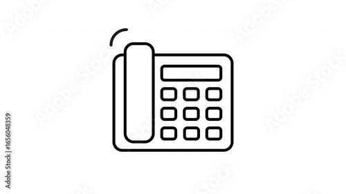 Animated office telephone in line icon style, suitable for office communication, customer service, and business calls concept illustrations