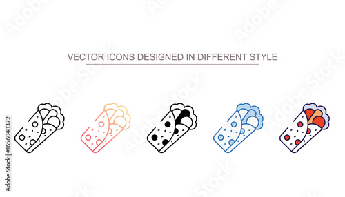 Burrito icon design with white background stock illustration