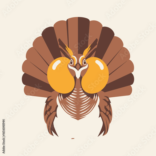 Captivating Cartoon Illustration of a Colorful Bird with Bulbous Cheeks and Crest, Distinctive Bird Artwork Displaying Puffed Cheeks and Majestic Crest
