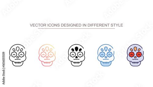 Sugar Skull icon design with white background stock illustration