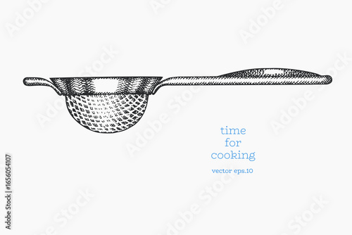 Hand Drawn Vintage Vector Illustration of Kitchen Strainer Utensil for Cooking Design Not AI Generated Kitchenware