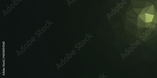 Abstract dark green polygonal background with geometric crystal facets. Modern vector graphic illustration for digital design and technology.