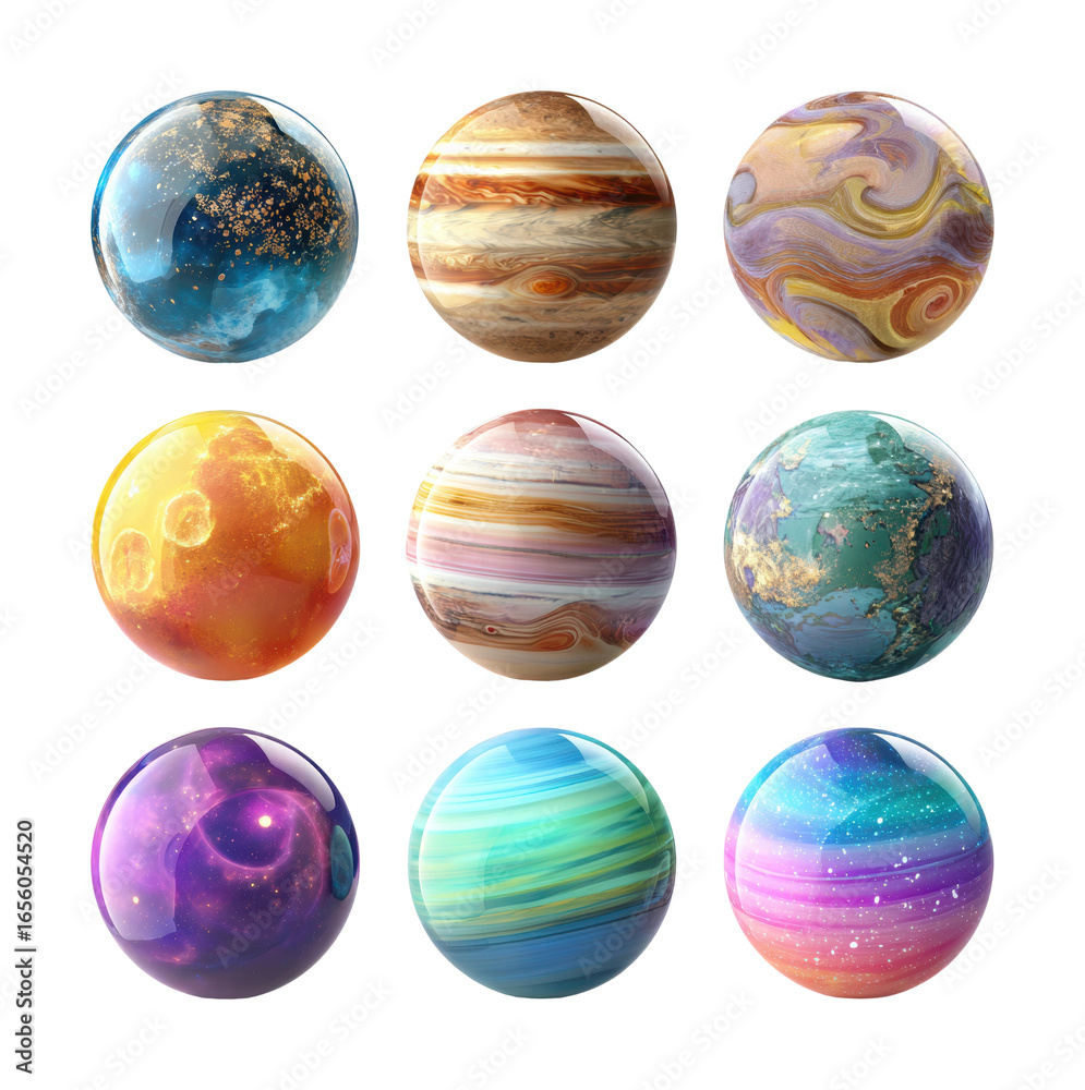 custom made wallpaper toronto digitalAstronomical digital environment with colorful vibrant cosmic orbs isolated on transparent background
