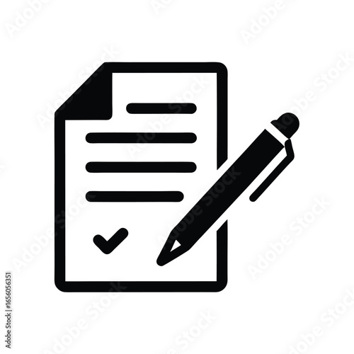 Signed with Pen Vector, Sheet Icon on White Background
