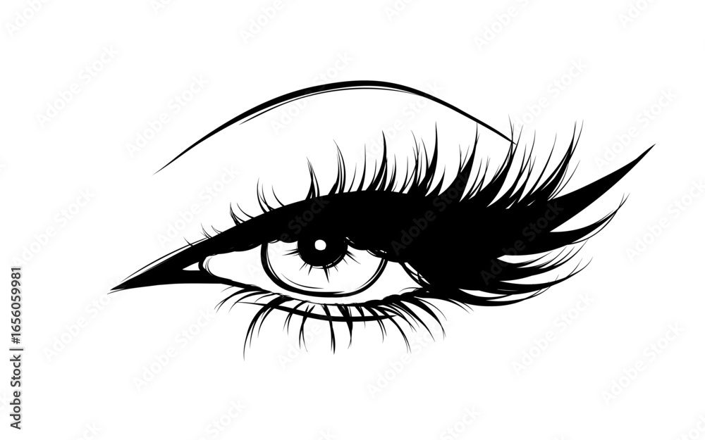 Obraz premium Eye, Lash and Eyebrow Vector Icons for Beauty and Makeup Branding. Feminine Silhouettes with Glam Lashes and Perfect Brows