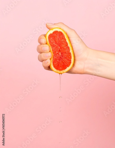 Hand squeezing grapefruit slice (1)