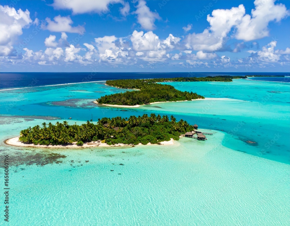 Fototapeta premium An island in the middle of ocean background illustration gesture movement emotion layers figure elements creative frame composition scene design colorful motion depth expression cartoonish