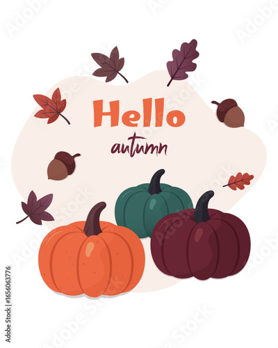 vector illustration of a halloween pumpkin. Hello autumn