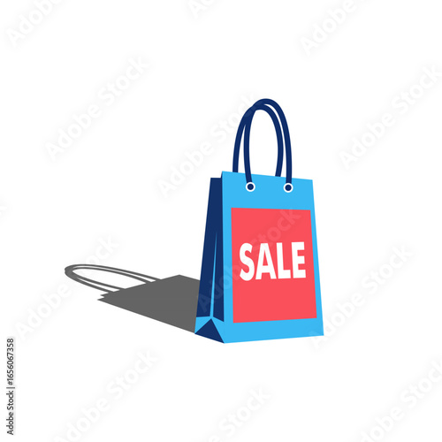 Shopping Bag with Sale Sign Flat Vector Illustration
