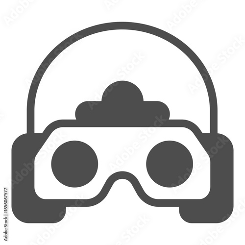 Military glasses with headphones solid icon, optical equipment concept. Vector graphics. Night vision magnifying device sign on white background, glyph style icon for mobile or web design.