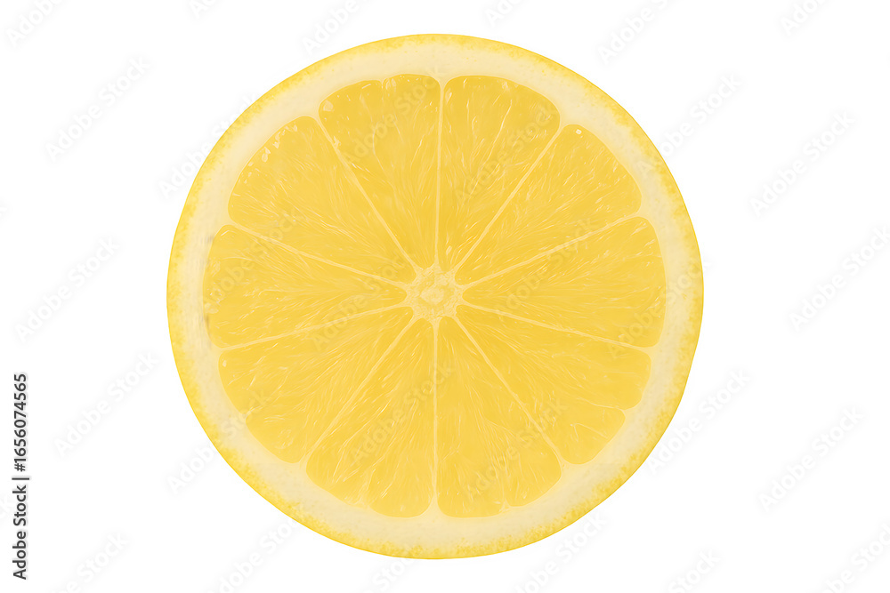 Bright yellow lemon slice with a thin white ring of pith. The citrus fruit adds a burst of flavor to any drink or dish. Bright yellow lemon slice with a thin white ring of pith. The citrus fruit adds a burst of flavor to any drink or dish.