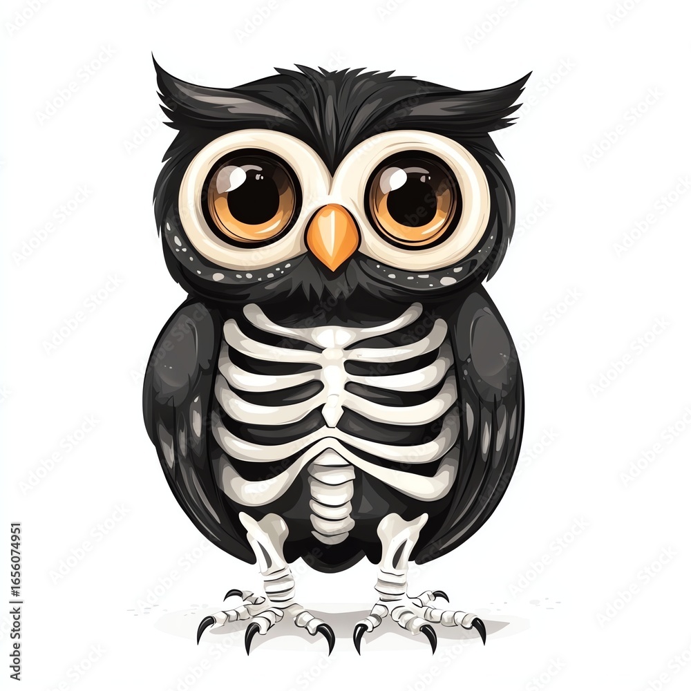 Obraz premium Cute owl in skeleton costume isolate white background
