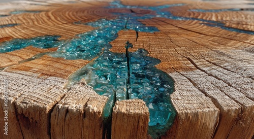 Resin-infused tree stump table top