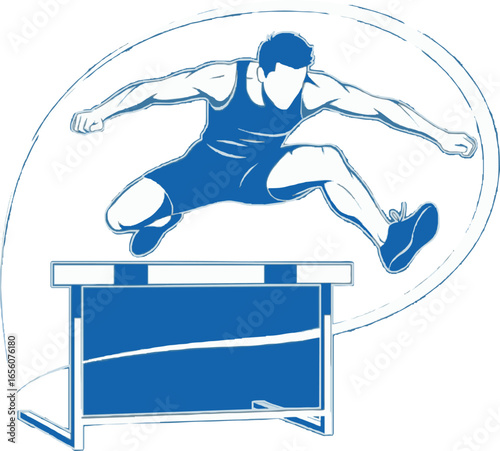 A person jumping over a hurdle in a track and field event.