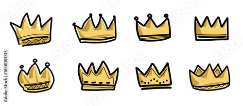 Crown doodle set illustration design