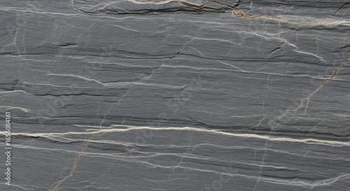 Detailed Close-Up of Grey Stone Texture with White and Gold Veins