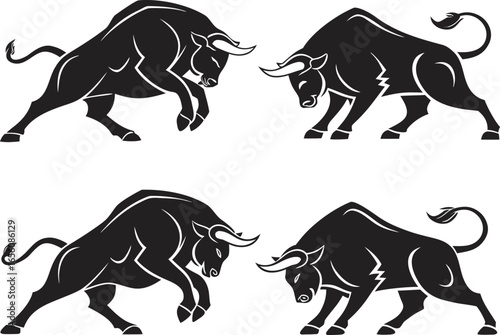 angry cow fighting image vector art 