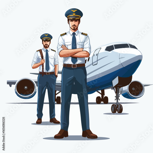  Vector image of a man airplane pilot