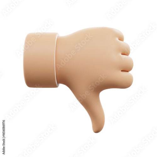 3D Render of Hand Giving Thumbs Down Gesture on White Background