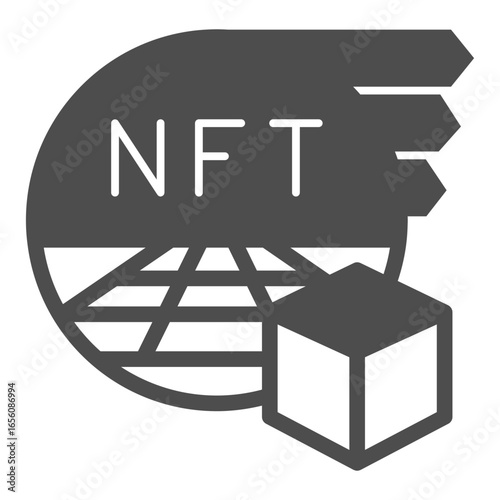 Space for non fungible token site solid icon, NFT multiverse concept. Vector graphics. Crypto asset space, metaverse sign on white background, glyph style icon for mobile or web design.