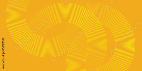 Glowing yellow geometric lines on an orange background. Modern shiny yellow circle abstract. vector pattern illustration eps10