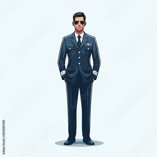  Vector image of a man airplane pilot