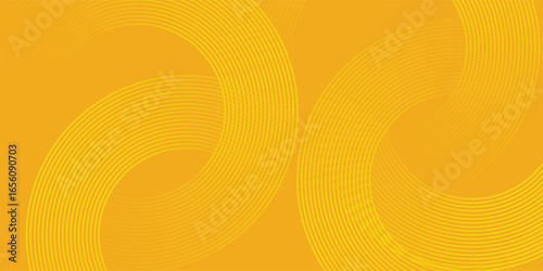 Glowing yellow geometric lines on an orange background. Modern shiny yellow circle abstract. vector pattern illustration eps10