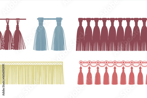 Elegant Tassel Designs for Crafts and Home Decor Textile Embellishments Isolated on White Background Decorative Elements Collection