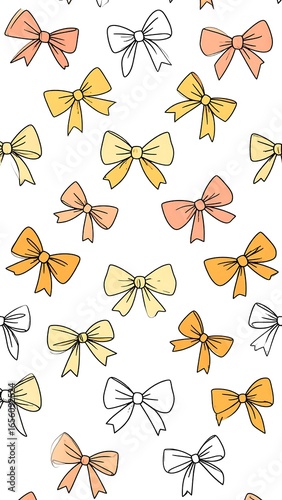 Repeating bow pattern on white background